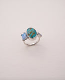 Milky Gem and Turquoise Ring (7.5)