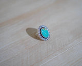 Kingman Turquoise and Gem Ring (Size 6.5)