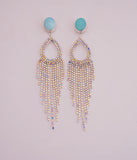 Royston Turquoise and Rhinestone Earrings
