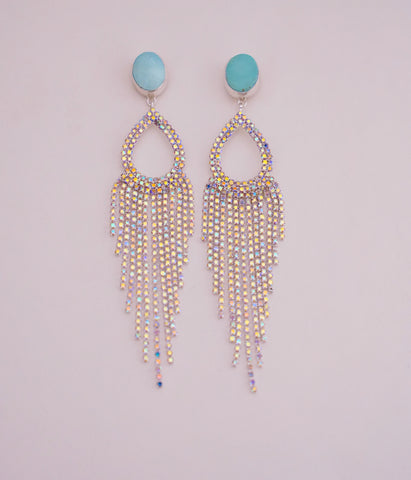 Royston Turquoise and Rhinestone Earrings