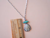 Seashell, Gem and Turquoise Pendent