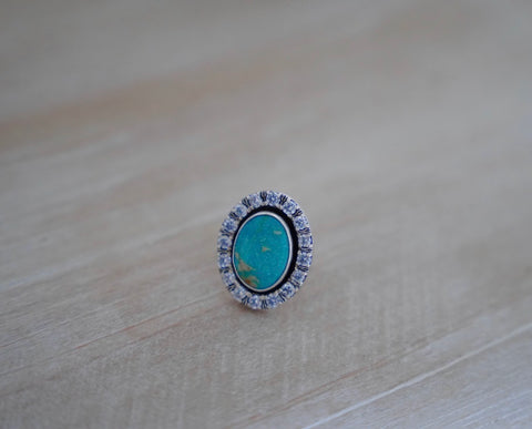 Kingman Turquoise and Gem Ring (Size 6.5)