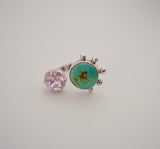 Adjustable Crystal and Turquoise Ring (7.5)