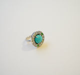 Kingman Turquoise and Gem Ring (Size 6.5)