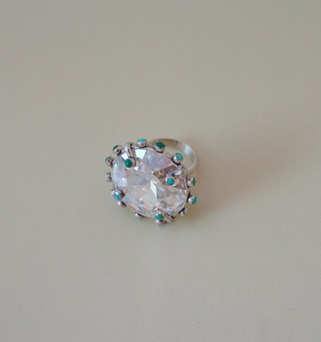 Crystal and Turquoise Ring (Size 7)