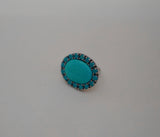 Kingman Turquoise and Gem Ring (Size 7)