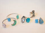 Crystal and Royston Turquoise Ring (Size 9.5)