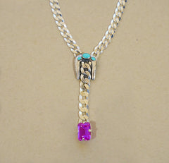 Hk x MUD Turquoise and Sterling Buckle Necklace (16-18”)