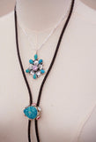 Turquoise and Handmade Flower Pendent (18”)