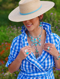 Turquoise Stick Horse, Cowboy and Concho Statement Necklace