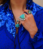 Royston Turquoise and Gem Ring (Size 8)