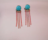 Kingman Turquoise and Rhinestone Earrings