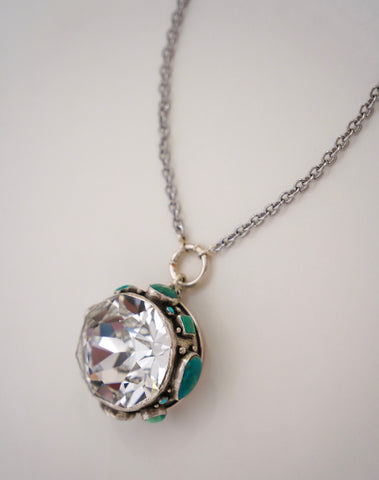 Turquoise and Crystal Necklace (18”)