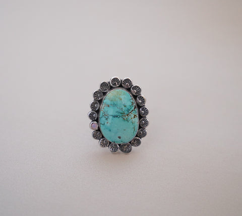 Hand Stamped Turquoise and Gem Ring (8)