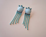 Turquoise and Shell Rhinestone Earrings