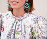 Kingman Turquoise and Crystal Earrings