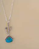 Turquoise and Gem Cactus Necklace (16”)