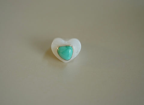 Royston Turquoise Resin Heart Ring (Size 8)