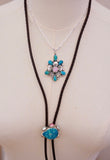 Turquoise and Handmade Flower Pendent (18”)