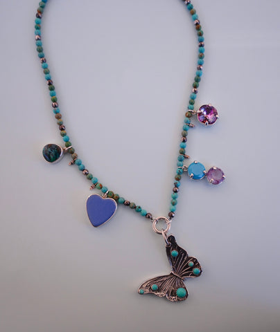 Turquoise Butterfly Necklace (17.5”)