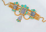Boulder Opal and Turquoise Gold Vermeil Choker
