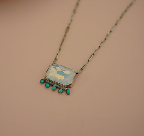 Crystal and Turquoise Necklace (17”)