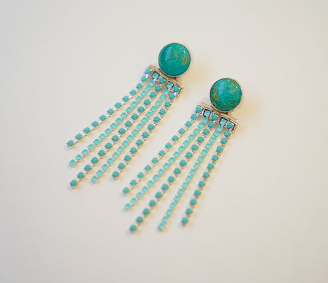 Kingman Turquoise and Crystal Earrings