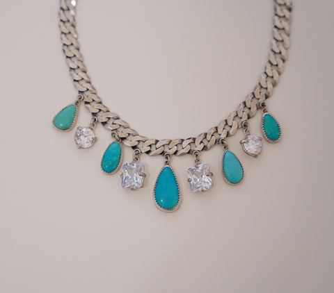 Kingman Turquoise and Gem Necklace (16-18”)