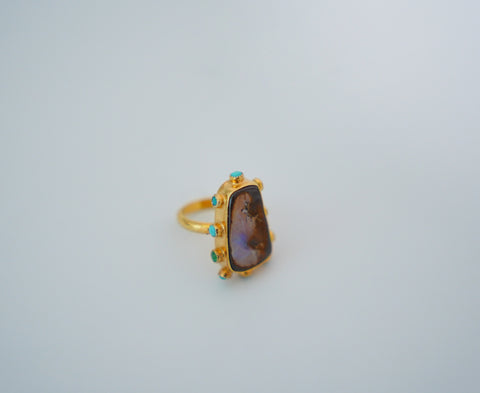 Boulder Opal and Turquoise Gold Vermeil Ring (6)