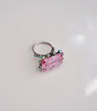 Pink Gem and Turquoise Ring (Size 7)