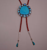 Kingman and Golden Hill Turquoise Cluster Bolo