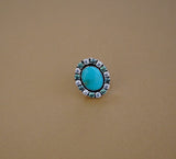 Kingman Turquoise and Gem Ring (Size 7.5)