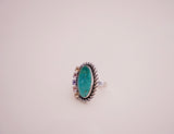 Kingman Turquoise and Gem Ring (Size 8)