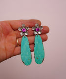 Gem and Turquoise Slab Earrings