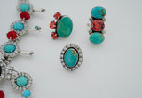 Kingman Turquoise and Gem Ring (Size 6.5)