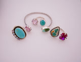 Crystal and Turquoise Ring (Size 6.5)