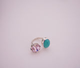 Crystal and Turquoise Ring (Size 6.5)