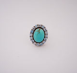 Kingman Turquoise and Gem Ring (Size 8.5)