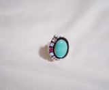 Kingman Turquoise and Gem Ring (Size 7.5)