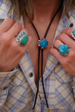 Kingman Turquoise and Crystal Bolo