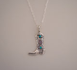 Gem & Turquoise Boot Necklace (18”)