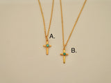 Small Gold Vermeil Turquoise Cross (16”)