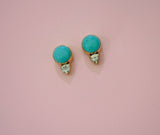 Gem and Turquoise Gold Earrings