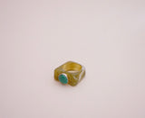 Turquoise and Green Resin Ring (7.5)