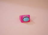 Turquoise and Pink Resin Ring (8)