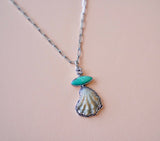 Seashell, Gem and Turquoise Pendent