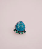 Kingman Turquoise and Gem Ring (Size 7)