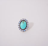 Kingman Turquoise and Gem Ring (Size 8.5)