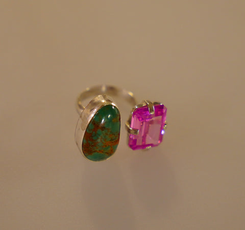 Adjustable Gem and Turquoise Ring (8)