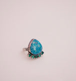 Kingman Turquoise and Gem Ring (Size 7)